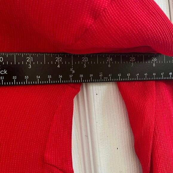 Cos Red Textured Half Placket Button Popover Relaxed Fit Tunic Blouse Medium - Picture 12 of 14